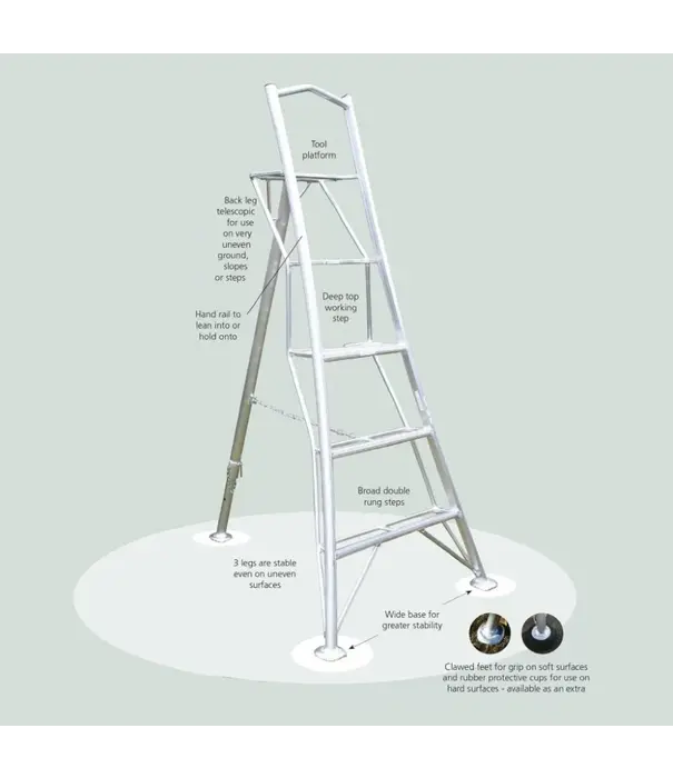 Hendon tripod ladders Vultur Gartenleiter 360 cm mit Plattform und 1 Holm verstellbar