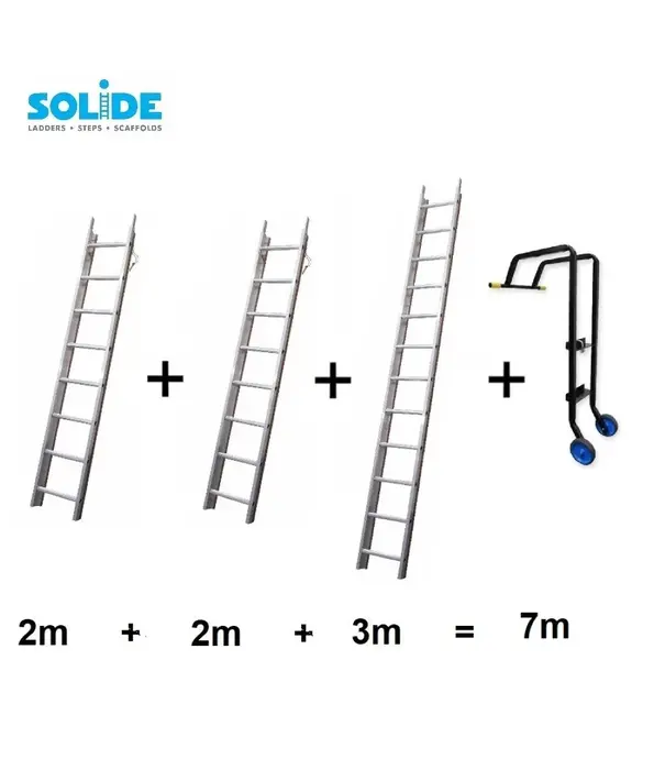 Solide Solide échelle de toit set 7 m