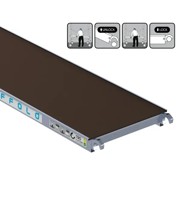 EuroScaffold Échafaudage pliant EuroScaffold 90x190 avec étape hauteur travail 3 m