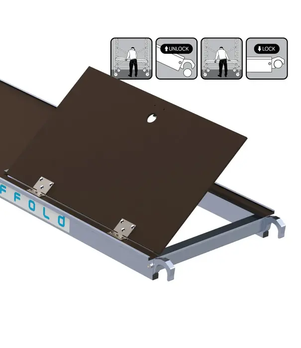 EuroScaffold Échafaudage pliant EuroScaffold 90x190 hauteur travail 4,7 m + 2 stabilisateurs