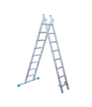 Eurostairs tweedelige ladder 2x8 sporten met stabiliteitsbalk