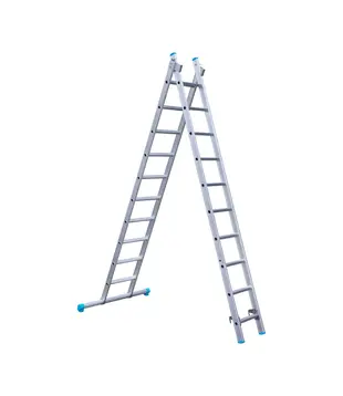 Eurostairs tweedelige ladder 2x10 sporten met stabiliteitsbalk