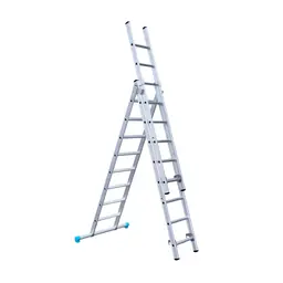 Eurostairs Eurostairs driedelige ladder 3x8 sporten met stabiliteitsbalk