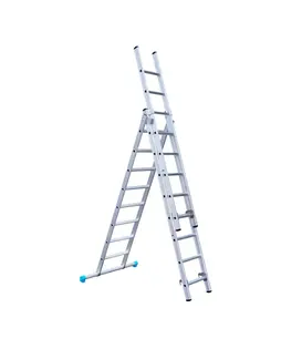 Eurostairs driedelige ladder 3x8 sporten met stabiliteitsbalk