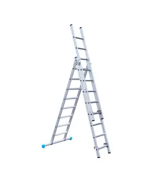 Eurostairs driedelige ladder 3x8 sporten met stabiliteitsbalk