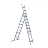 Eurostairs driedelige ladder 3x9 sporten met stabiliteitsbalk