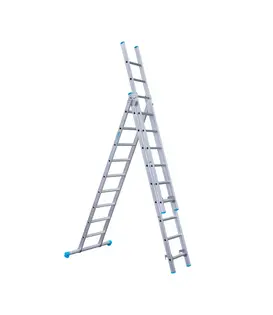 Eurostairs driedelige ladder 3x9 sporten met stabiliteitsbalk