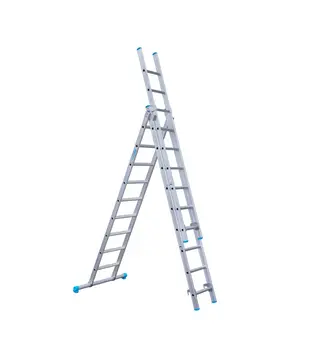 Eurostairs driedelige ladder 3x9 sporten met stabiliteitsbalk