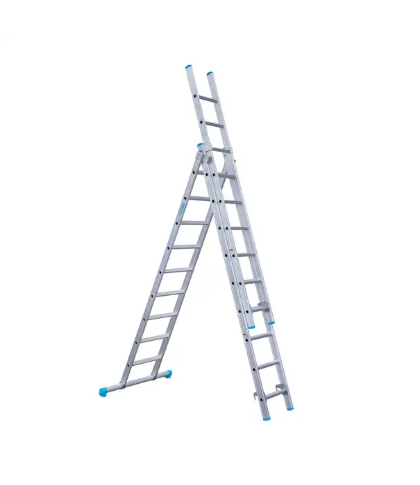 Eurostairs Eurostairs driedelige ladder 3x9 sporten met stabiliteitsbalk