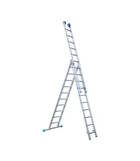 Eurostairs driedelige ladder 3x10 sporten met stabiliteitsbalk