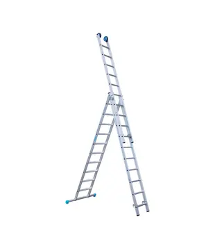 Eurostairs driedelige ladder 3x10 sporten met stabiliteitsbalk