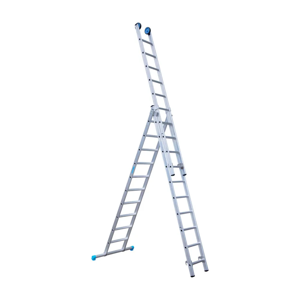 Eurostairs Eurostairs driedelige ladder 3x10 sporten met stabiliteitsbalk