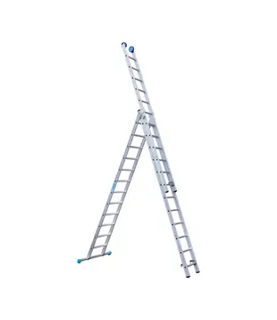 Eurostairs driedelige ladder 3x12 sporten met stabiliteitsbalk