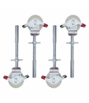 Roue d'échafaudage 200 mm avec socle en acier 500 kg nylon (4 pièces)