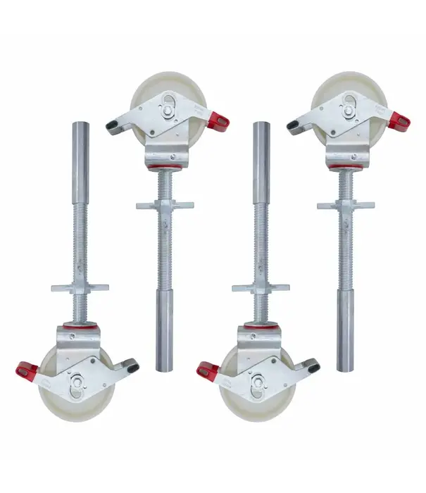 EuroScaffold Rolsteigerwiel 200 mm met stalen spindel 500 kg nylon (4 stuks)