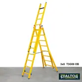 Staltor échelle isolante en fibre 3x10 échelons avec montants évasés
