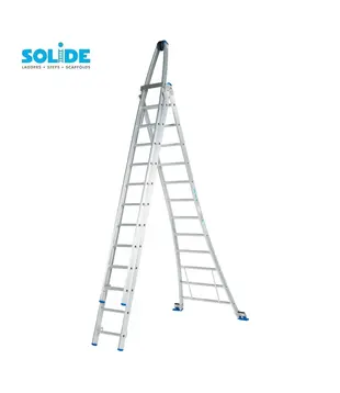 Solide Glasreinigerleiter 3x12 Sprossen