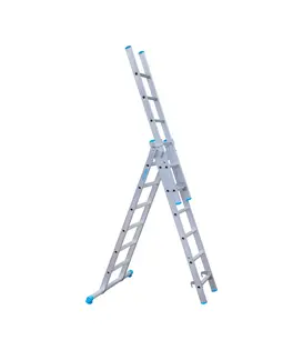 Eurostairs driedelige ladder 3x6 sporten met stabiliteitsbalk