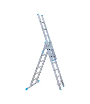 Eurostairs driedelige ladder 3x6 sporten met stabiliteitsbalk