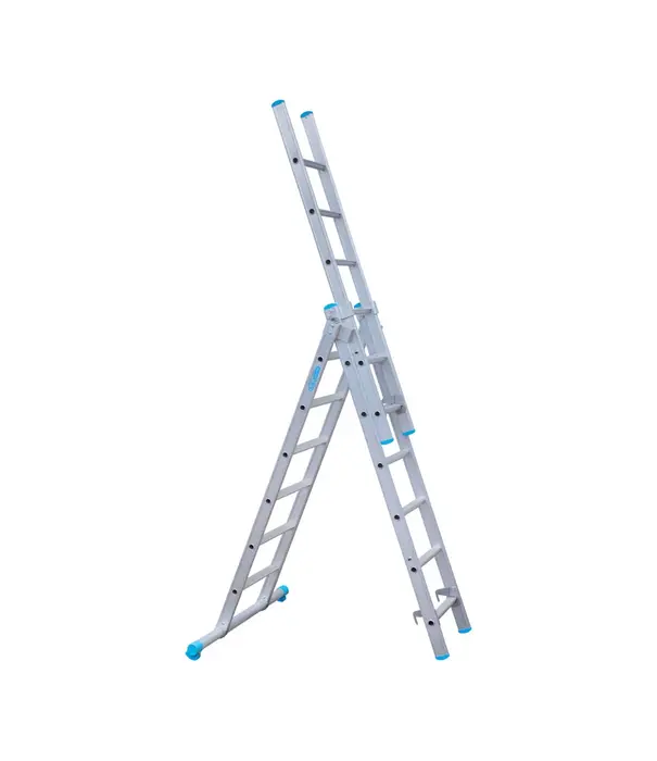 Eurostairs Échelle transformable avec traverse 3 plans Eurostairs 3x6 échelons