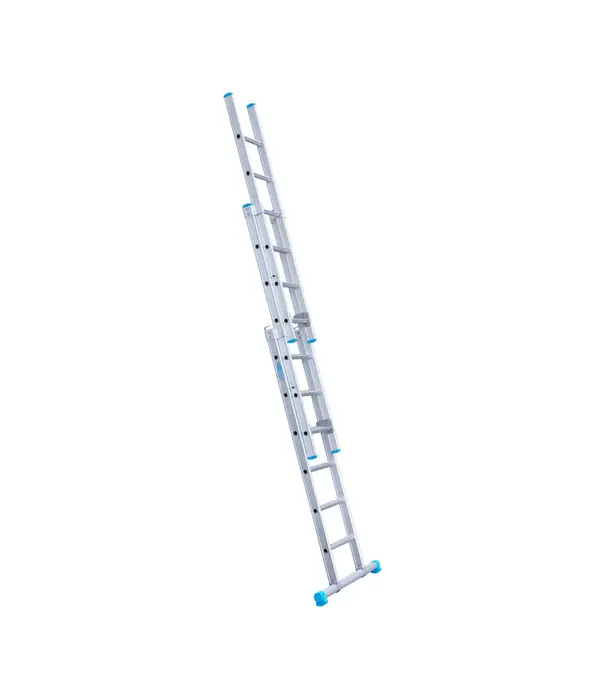 Eurostairs Eurostairs driedelige ladder 3x6 sporten met stabiliteitsbalk