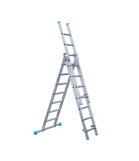 Eurostairs driedelige ladder 3x7 sporten met stabiliteitsbalk