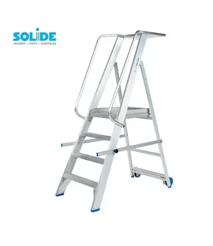 Solide fahrbare Podestleiter Klappbar 4 Stufen PMP04