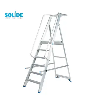 Solide fahrbare Podestleiter Klappbar 6 Stufen PMP06