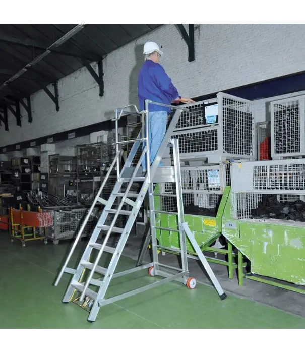 Tubesca - Comabi Tubesca mobiele bordestrap 7 treden | Verrijdbare magazijntrap