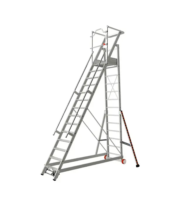 Tubesca - Comabi Tubesca Podestleiter fahrbar 14 Stufen | Mobile Plattformtreppe