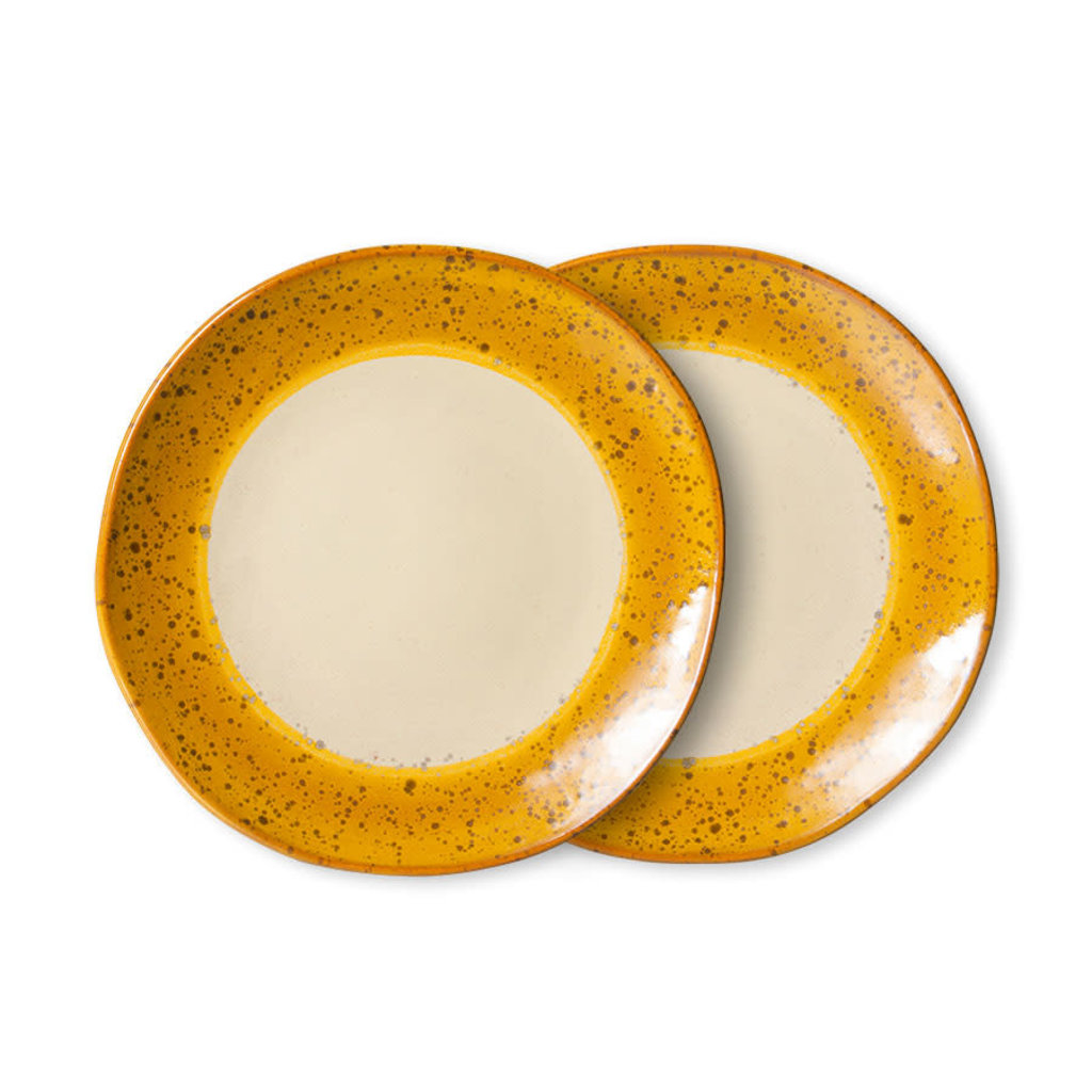 HKliving 70s ceramics: side plates, autumn (set of 2)