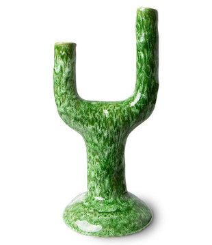 the emeralds: ceramic candle holder l, reactive green