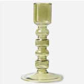 THE EMERALDS: GLASS CANDLE HOLDER M, OLIVE GREEN