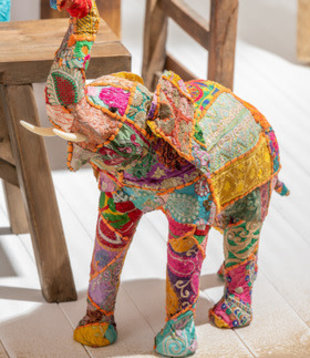 Olifant Slurf Omhoog Textiel Mix Medium