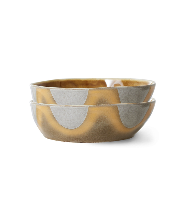 HKliving 70S CERAMICS: PASTA BOWLS, OASIS (SET OF 2)