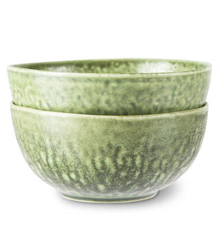 THE EMERALDS: CERAMIC BOWL ORGANIC, GREEN (SET OF 2)