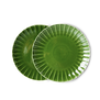 THE EMERALDS: CERAMIC DINNER PLATE RIBBED, GREEN (SET OF 2)