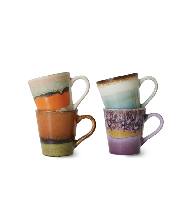 HKliving 70S CERAMICS: ESPRESSO MUGS, RETRO (SET OF 4)