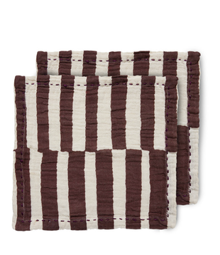 COTTON NAPKINS STRIPED BURGUNDY (SET OF 2)