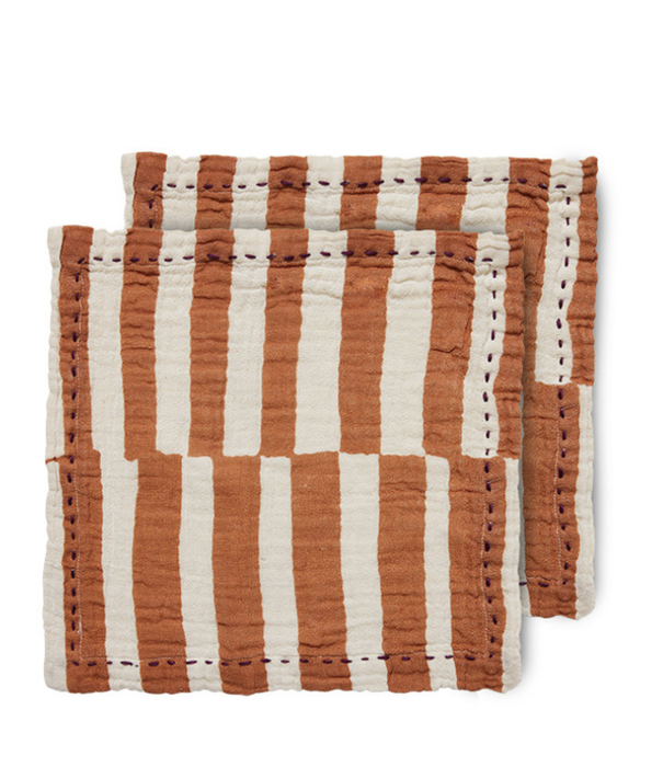 HKliving COTTON NAPKINS STRIPED TANGERINE (SET OF 2)