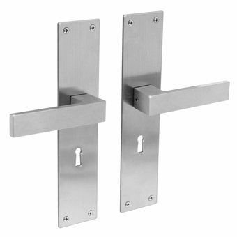 Intersteel Door handle Amsterdam keyhole 56mm on stainless steel shield by Intersteel