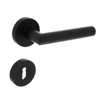 Intersteel Door handle Bastian on rosette + key plates in matt black - Intersteel