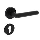 Intersteel Bastian door handle on rosette + profile cylinder plates in matt black - Intersteel