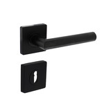 Intersteel Door handle Bastian on rosette + key plates matt black - Intersteel