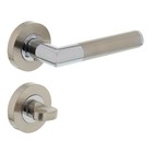 Intersteel Bastian handle on rosette + toilet lock matt nickel / glossy chrome - Intersteel