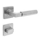 Intersteel Door handle Bau-Stil on rosette + toilet closure 8mm brushed stainless steel - Intersteel