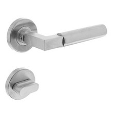 Intersteel Door handle Bau-Stil round rosette + brushed toilet stainless steel - Intersteel