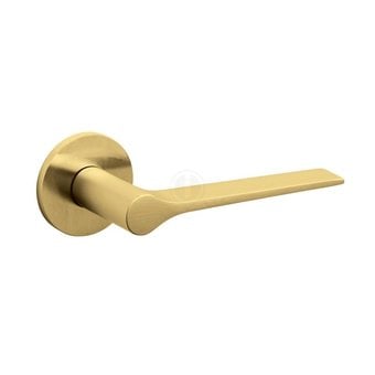 Olivari Lama L door handle on rosette - brass matt titanium PVD - by Intersteel