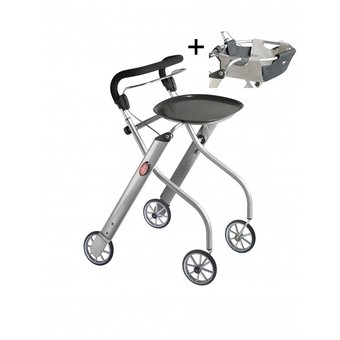 Trustcare Let's Go Indoor rollator - zilver + dienblad en mandje - TrustCare