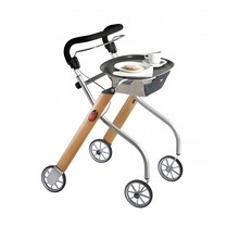 Trustcare Let's Go Indoor Walker - Buche / Silber + Tablett und Korb - TrustCare